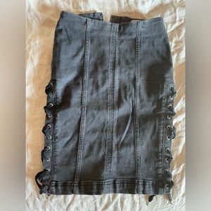 Black denim pencil skirt